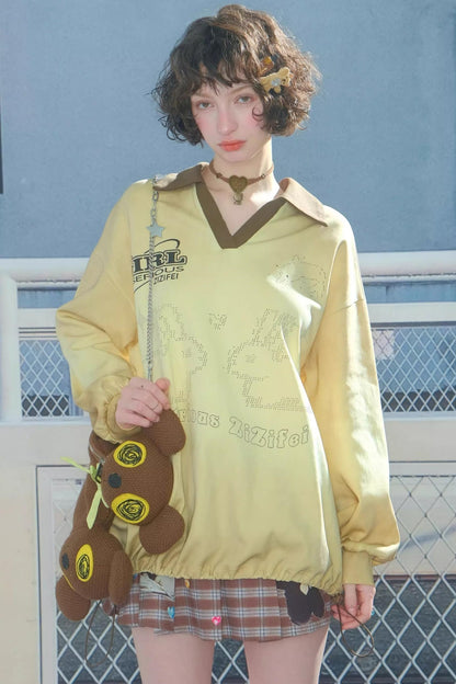 Gradient Print Polo Sweatshirt