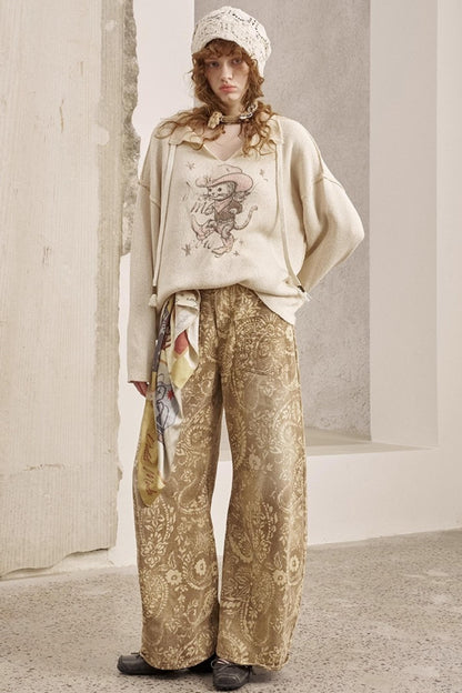 Vintage Flower Straight Jeans