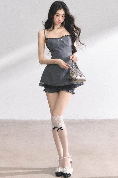 Summer Lace Halter Dress Set