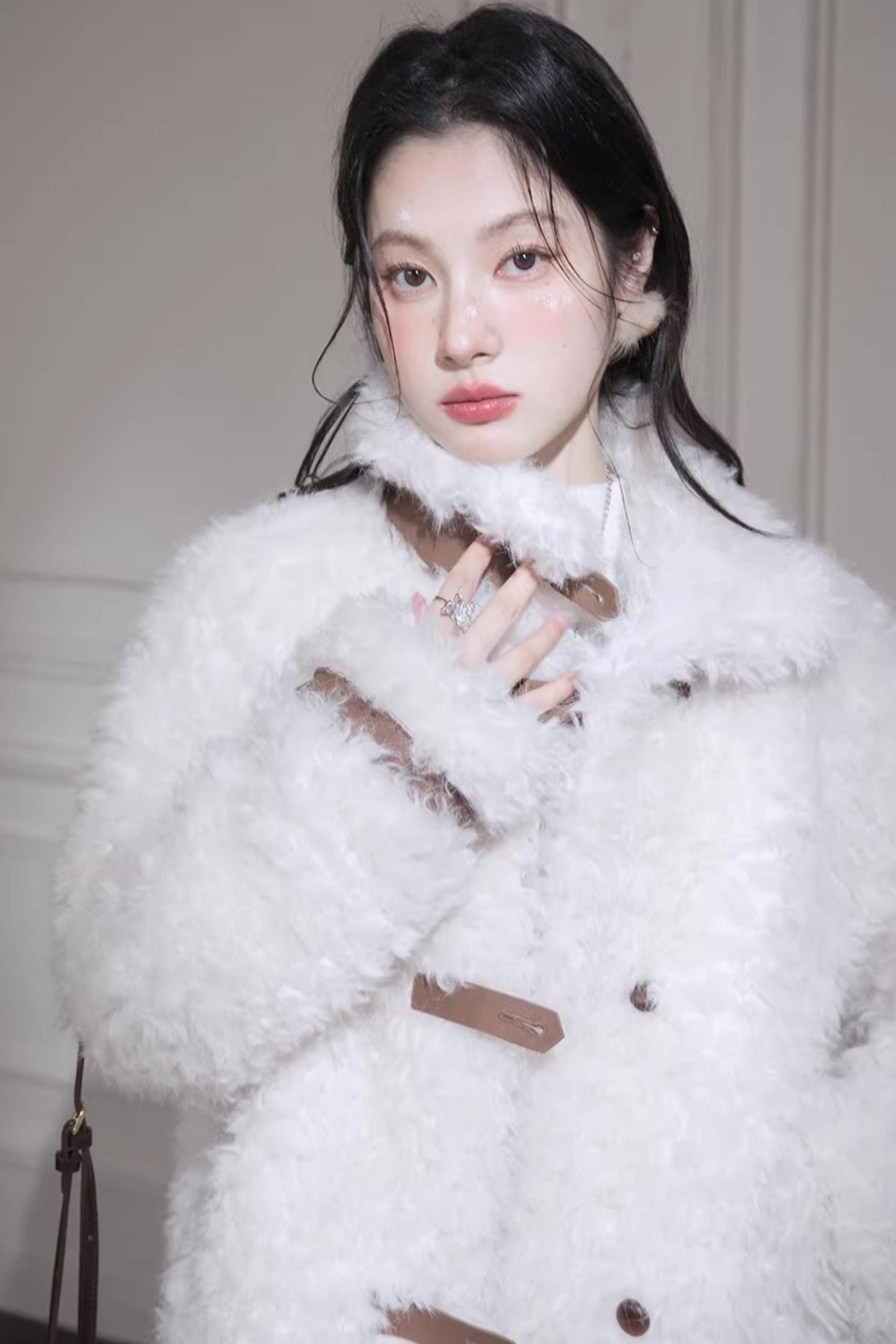 Velvet Curly Fur Coat Set