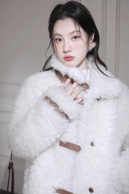 Velvet Curly Fur Coat Set