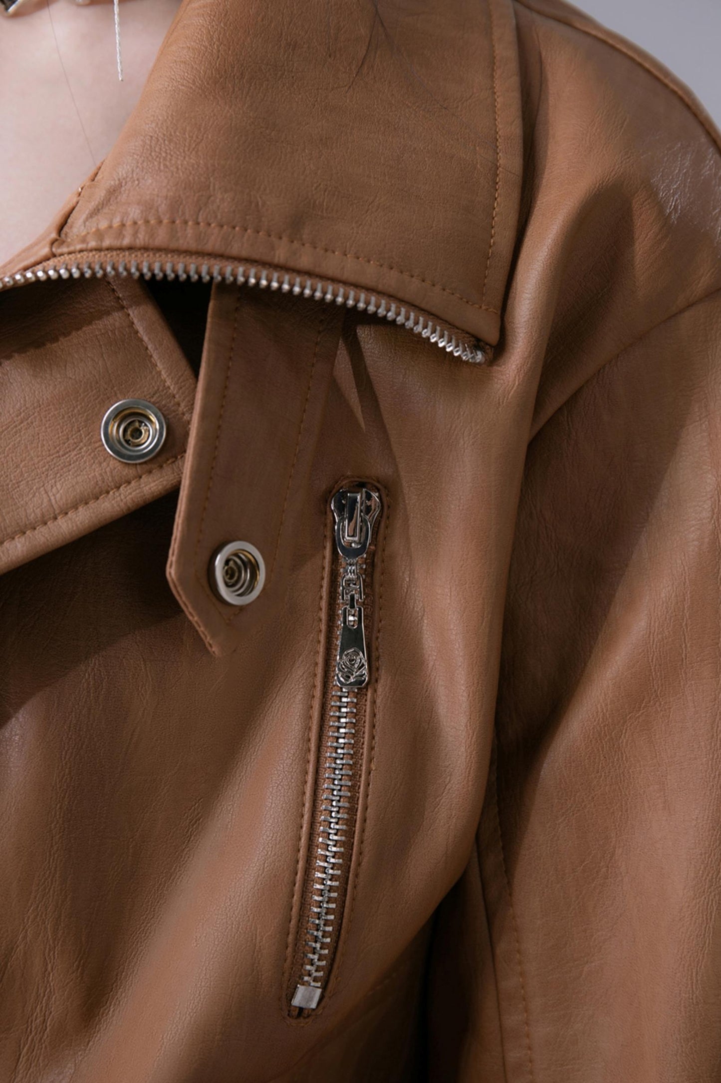 Deconstructed Dew Brown Leather Jacket