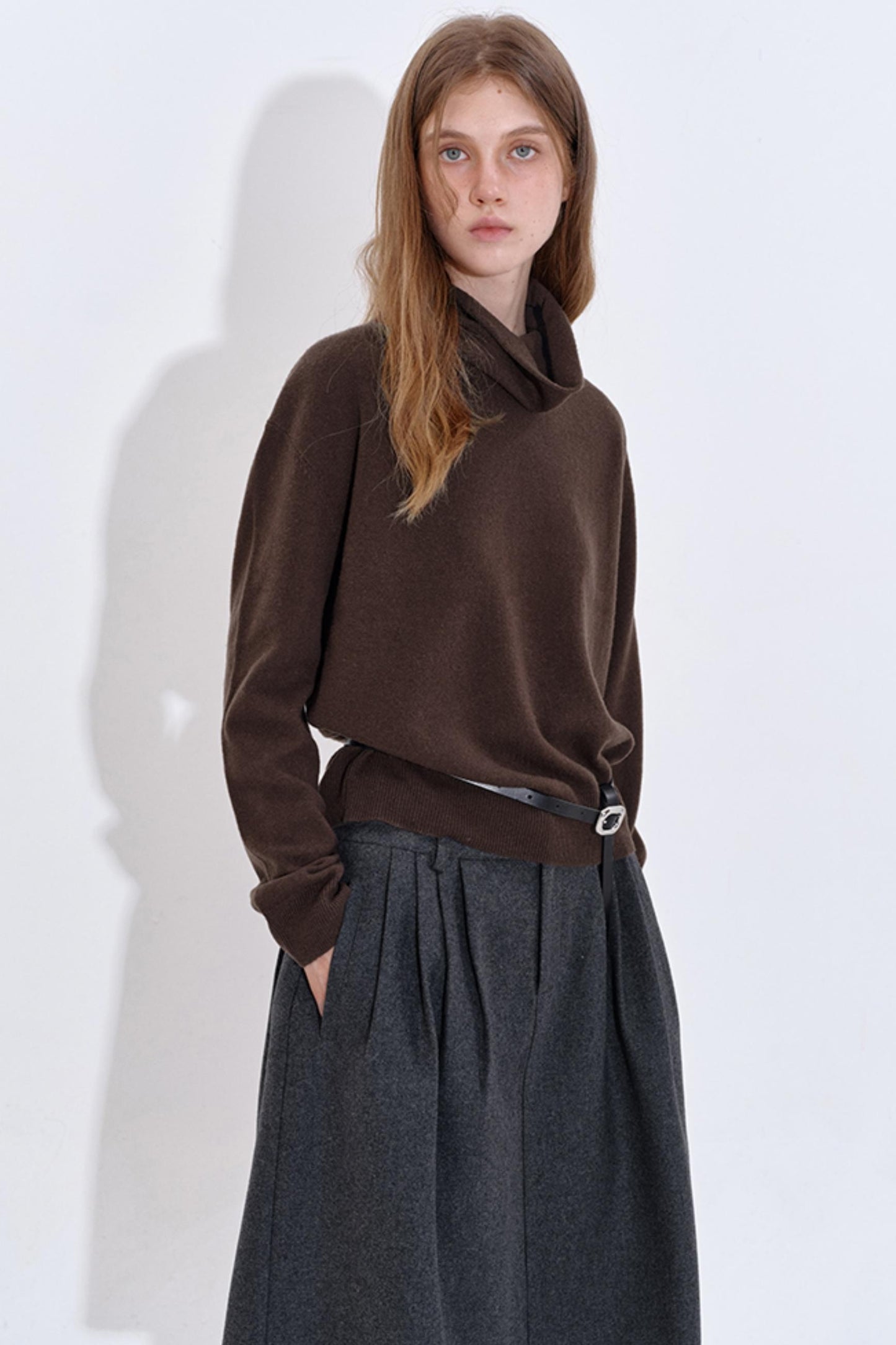 High Cashmere Wool Tricolor Knit Top