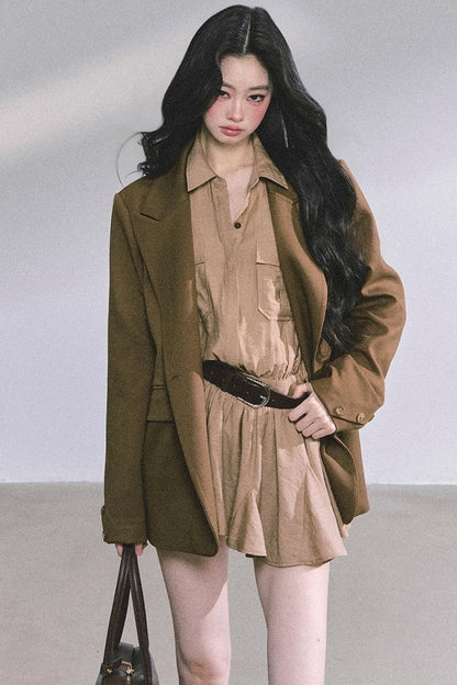 Plaid Two-Piece Winter Dress Set-Up