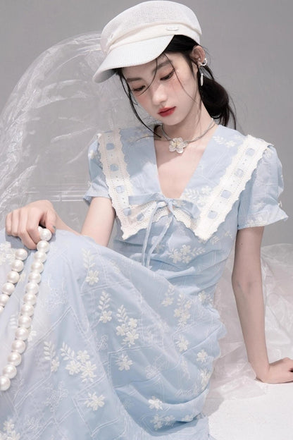 Leisurely Blue Collar Dress