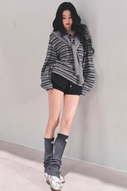 American Polo Neck Striped Top