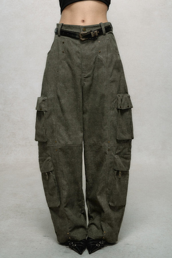 펑크 레트로 찢어진 카고 팬츠 