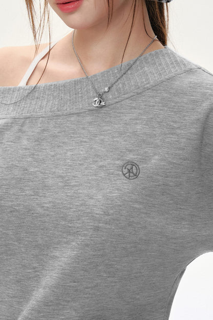 Fashion Oblique Shoulder Tops Set-Up