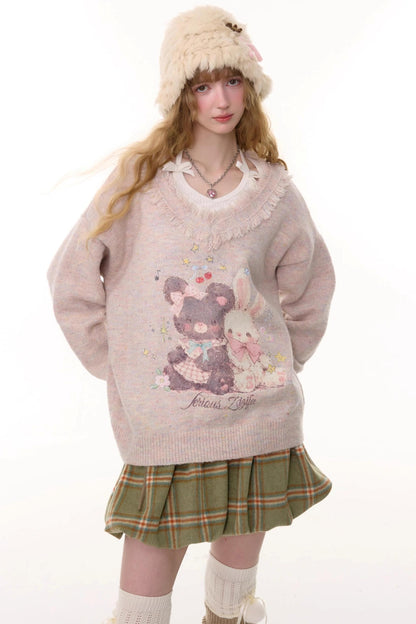 Autumn Apricot V-Neck Sweater