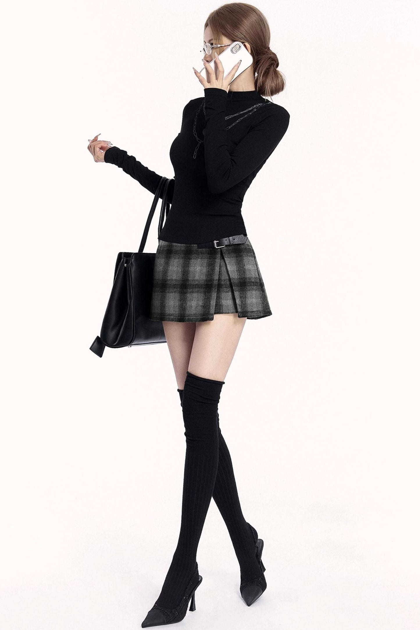 Plaid Woolen Trouser Skirt