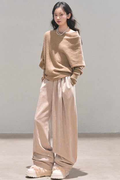 Fleece-Lined Wide-Leg Pants