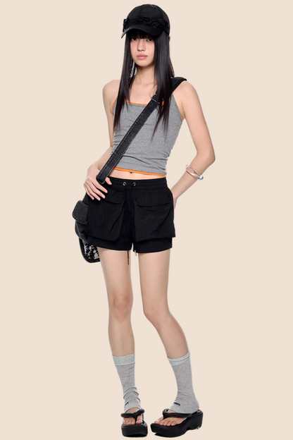 Pleated Quick-Dry Sports Shorts