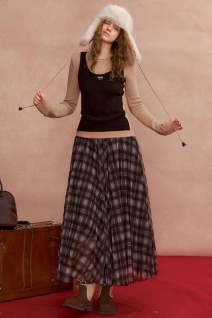 Contrasting Color Layered Sweater