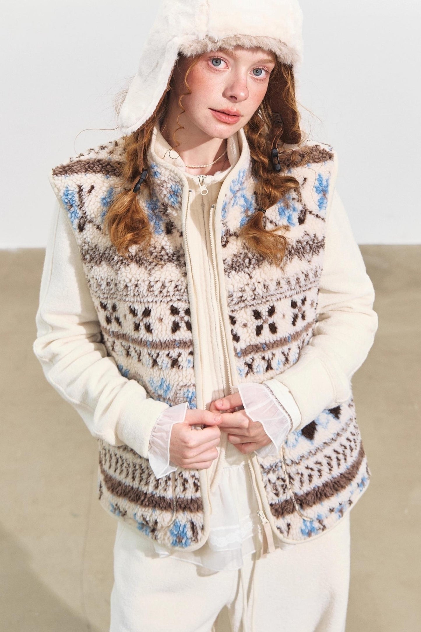 Fair Isle Jacquard Fleece Vest