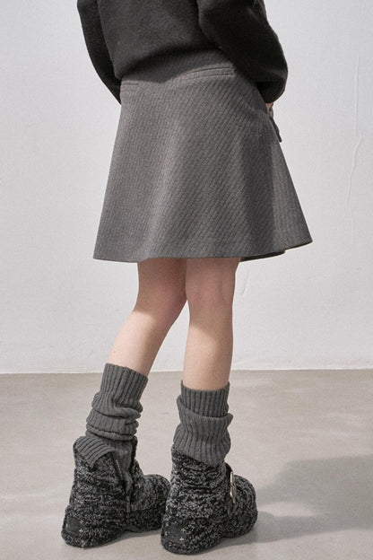 Plaid Wool A-Line Skirt