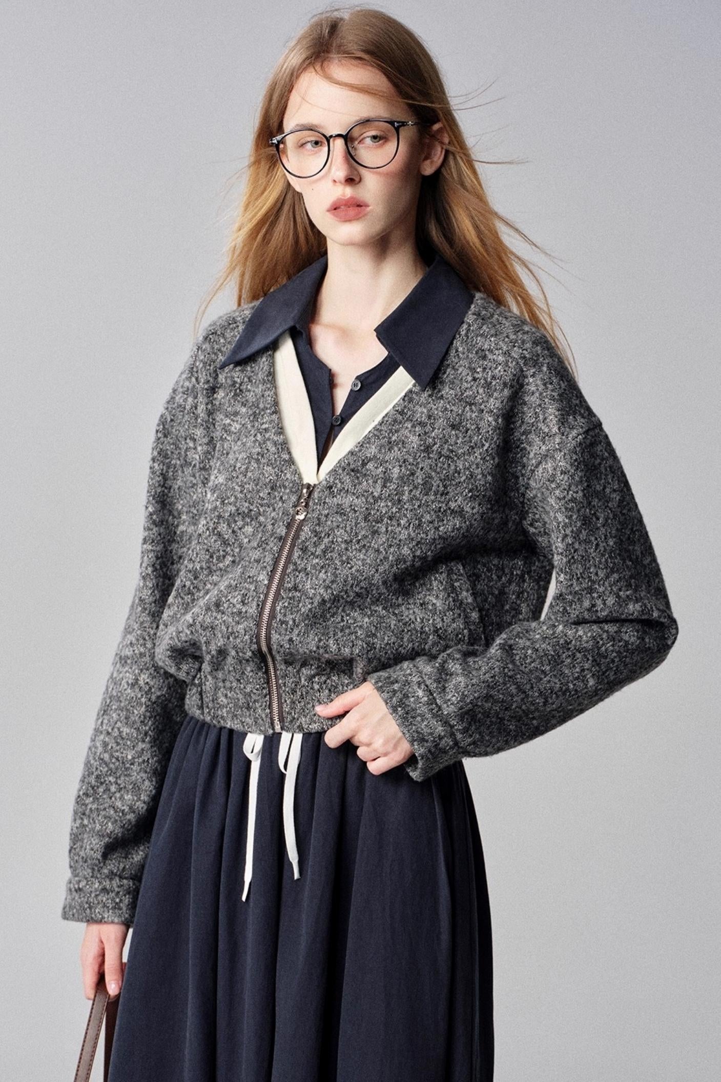 Diamond Galaxy Knitted V-Neck Top