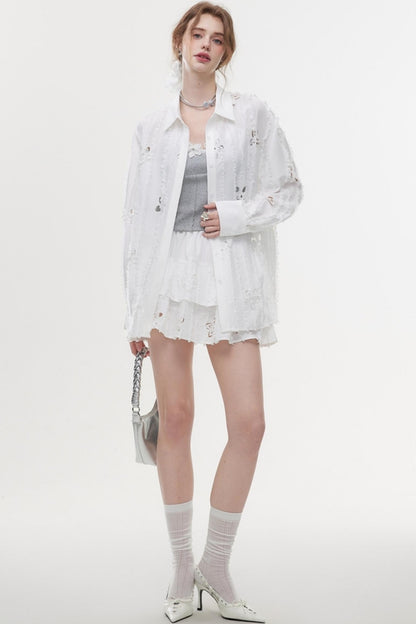 French Style Hollow Floral Two-Piece Set-Up