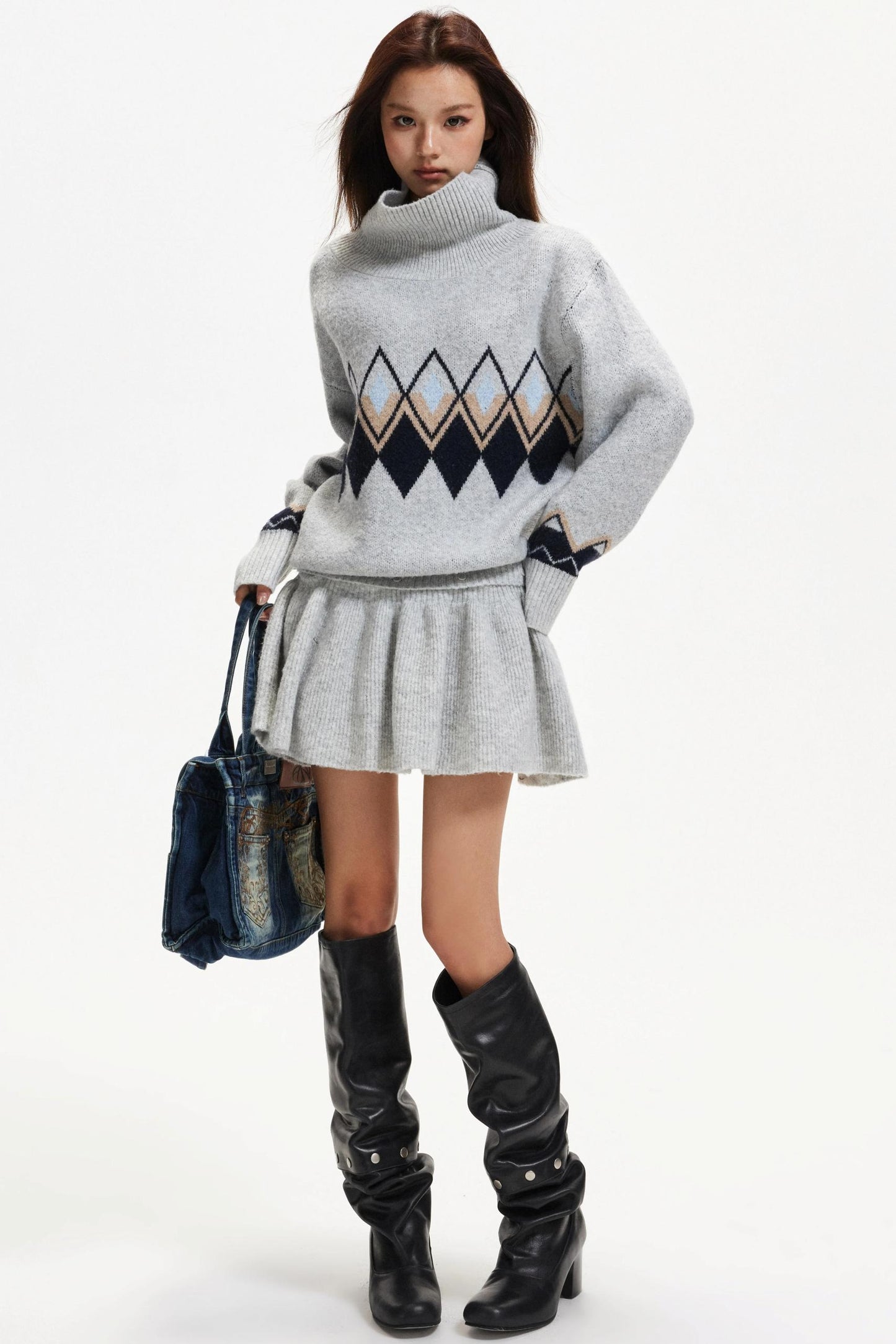 Color-Blocked Diamond Dress