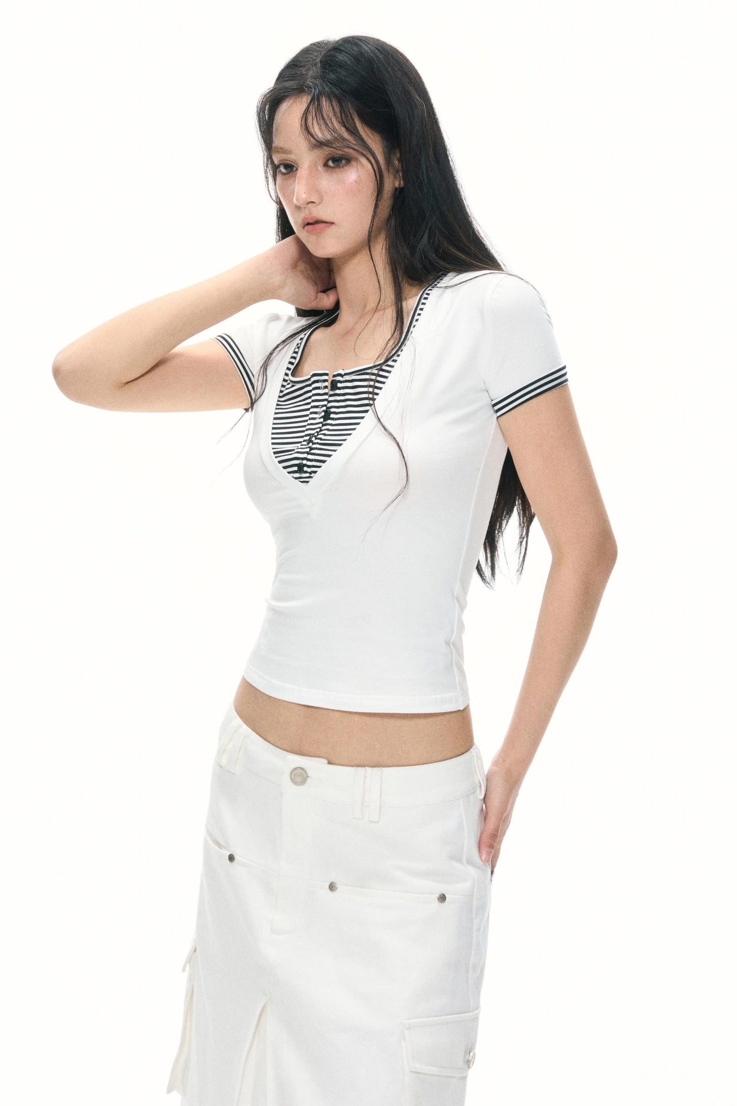 Color Block V-Neck Tee