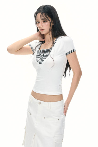 Color Block V-Neck Tee