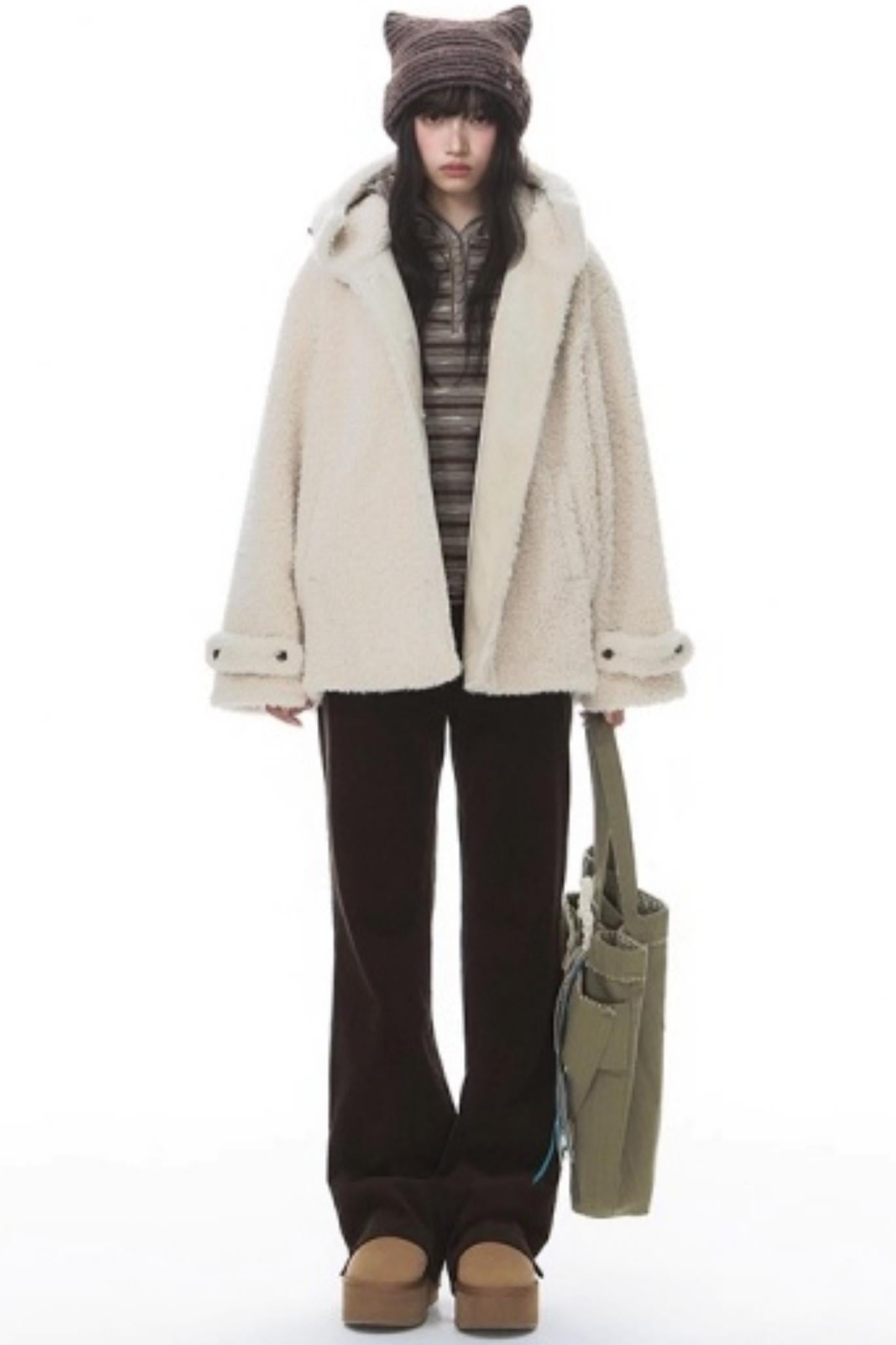 Cozy Hooded Lamb Wool Jacket