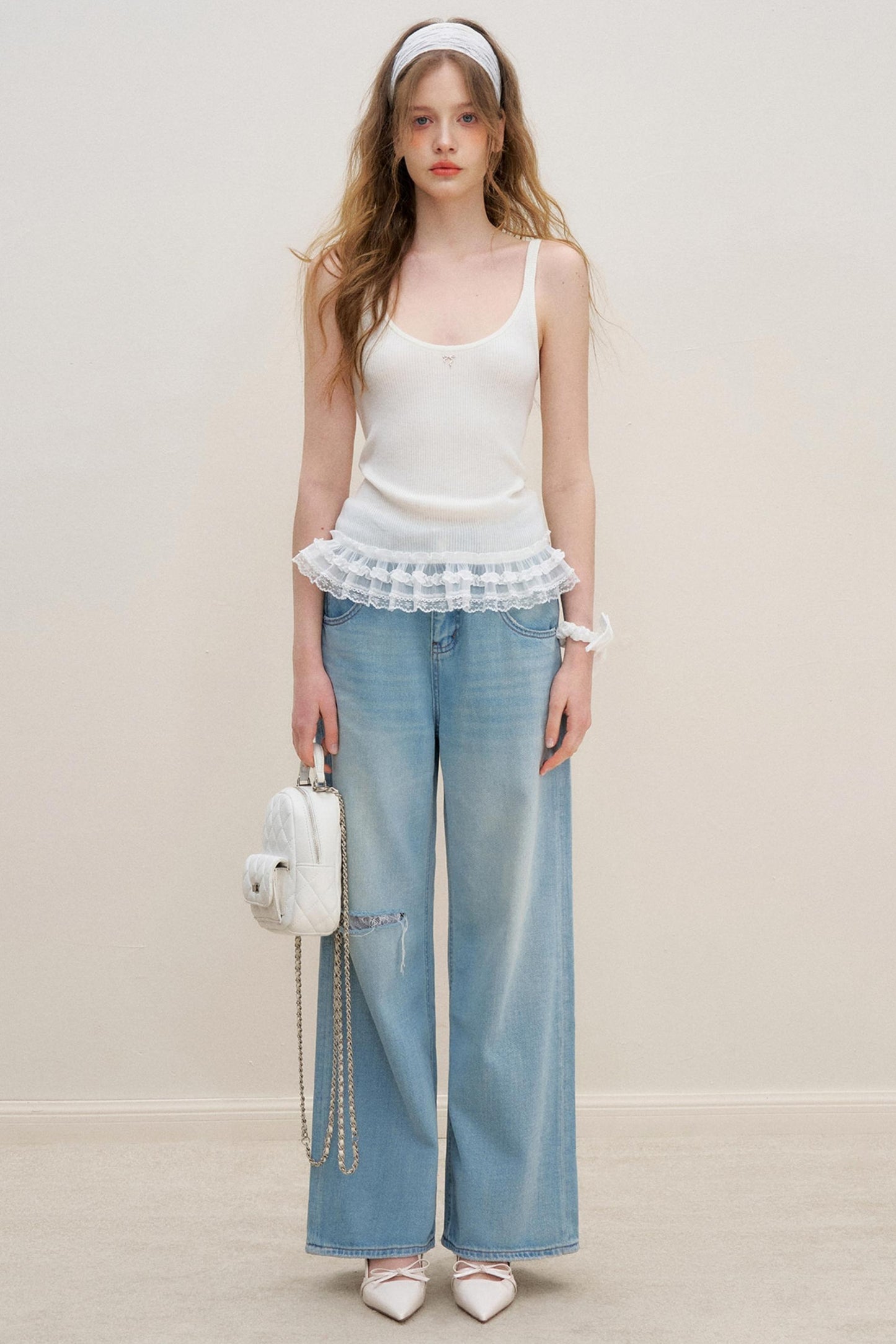 High-Waist Denim Trousers