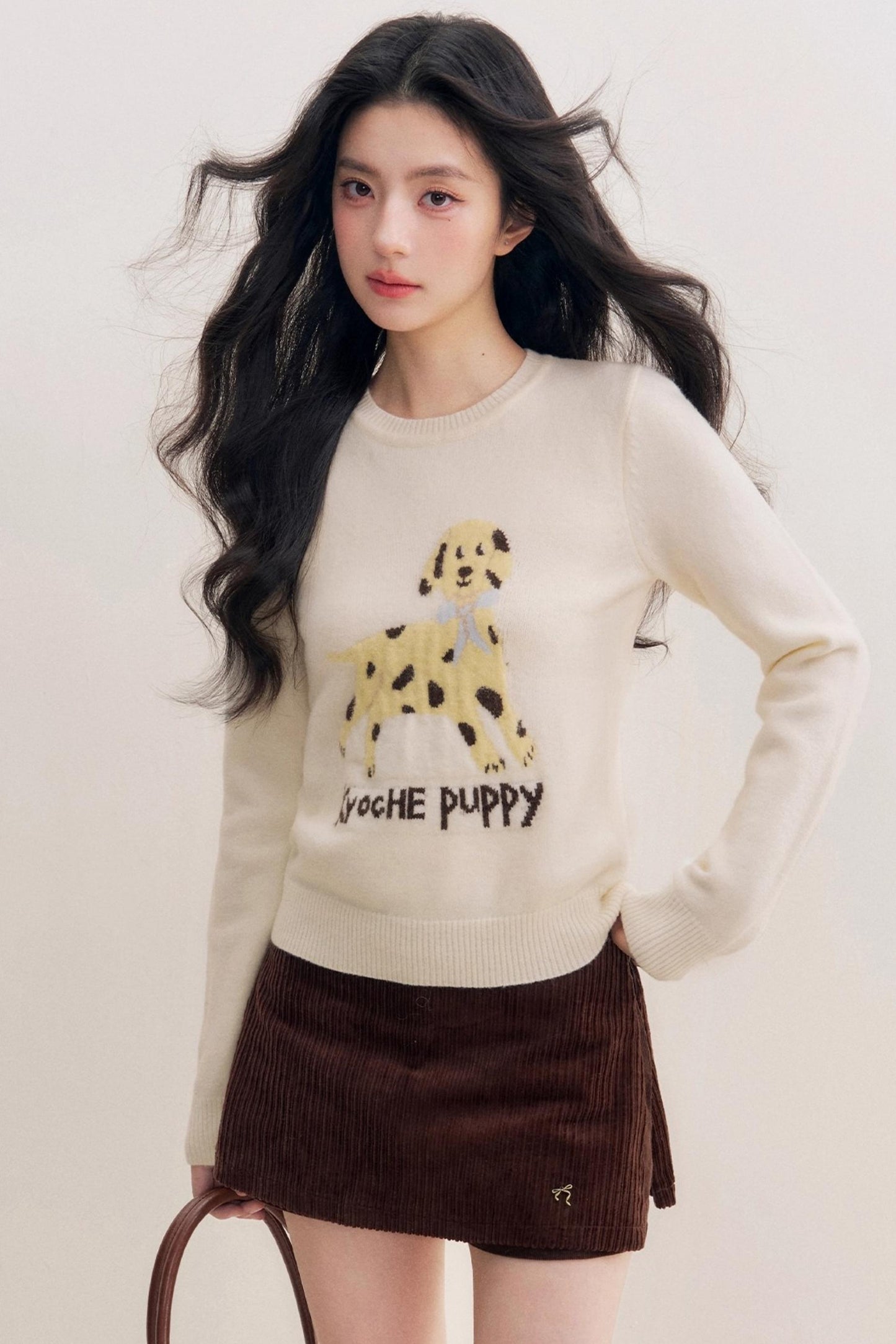 Puppy Jacquard Pullover Sweater