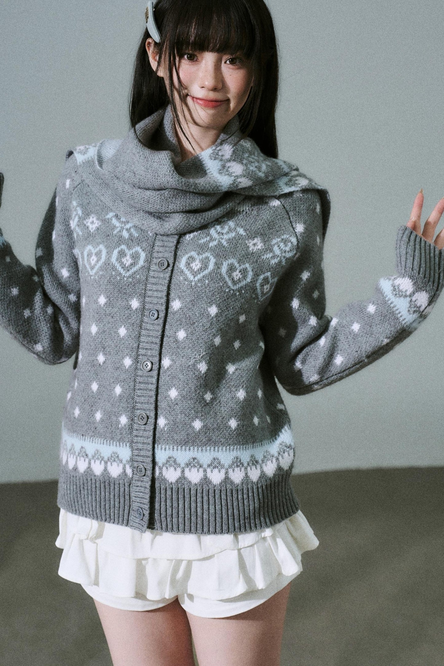 Fair Isle Wool Cardigan Top