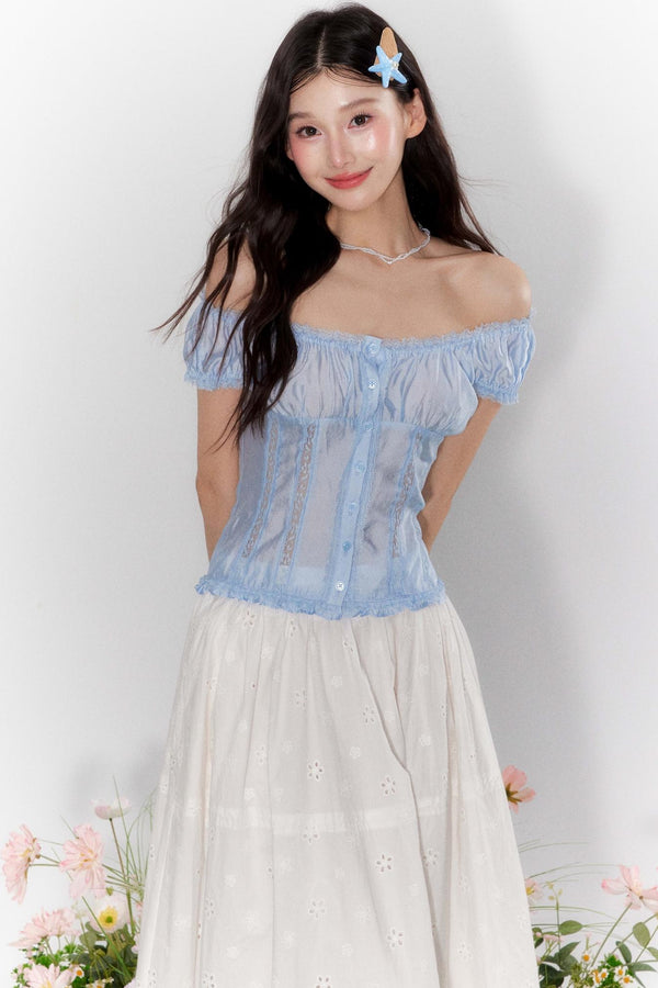 Lace One-Shoulder Top With Skirt Set-Up