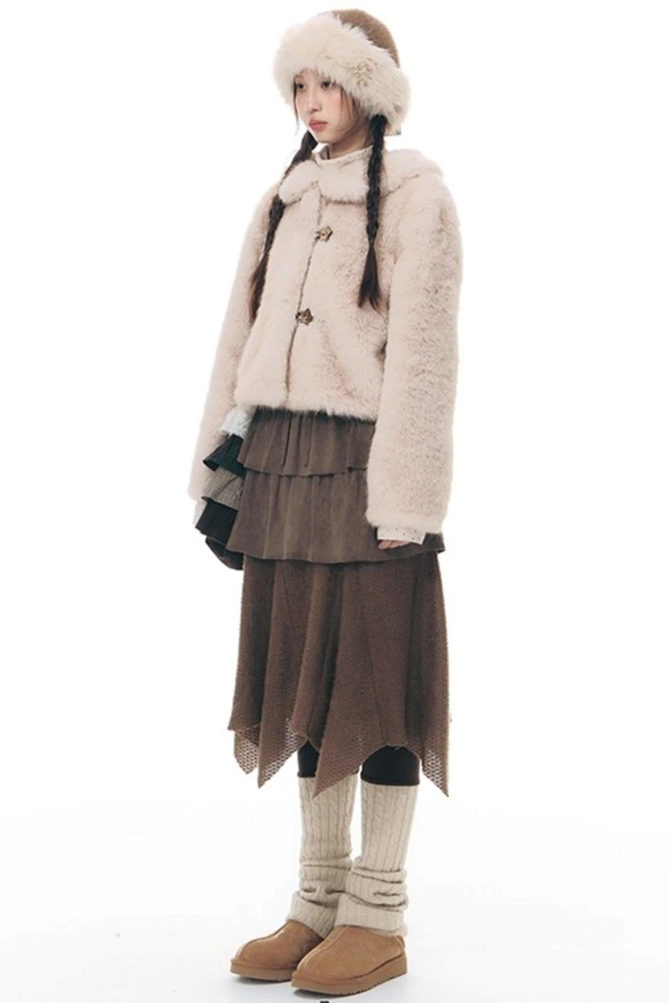 Faux Fur Doll Collar Jacket