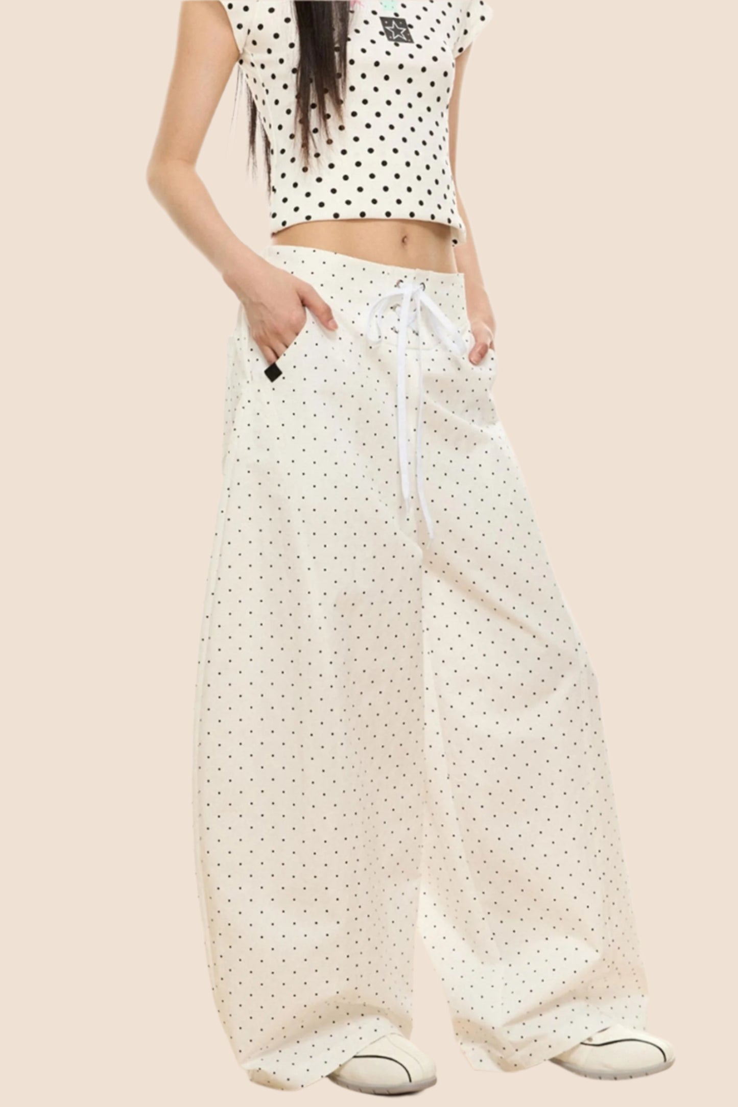 Polka Dot Wide-Leg Pants