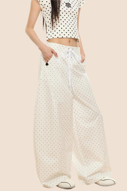 Polka Dot Wide-Leg Pants