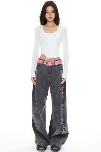 Blue Distressed Denim Pants