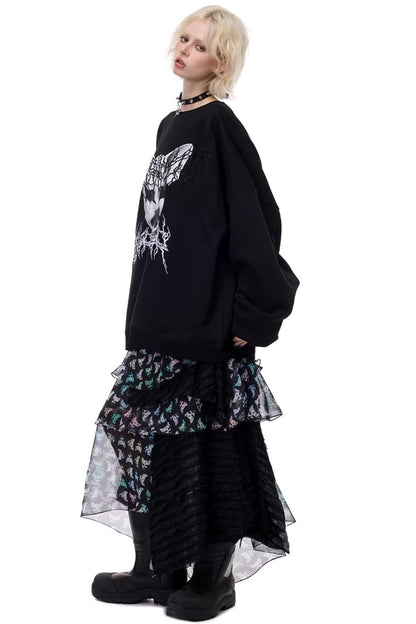 Cat Star Embroidery Sweatshirt