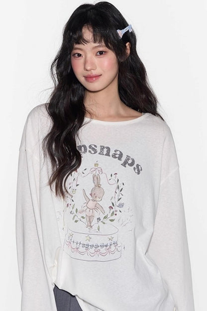 Cute Bunny Print Long Sleeve T-Shirt