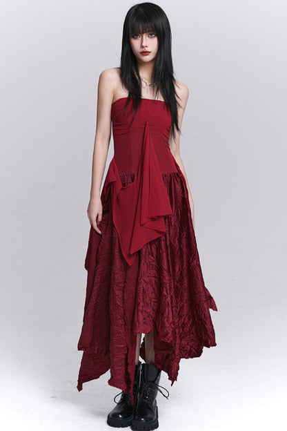 Irregular Red Tube Dress
