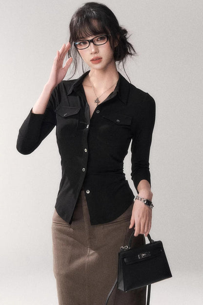 Gao Shu Stretchy Slim Shirt