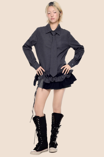 Kariertes Retro Faltenbluse