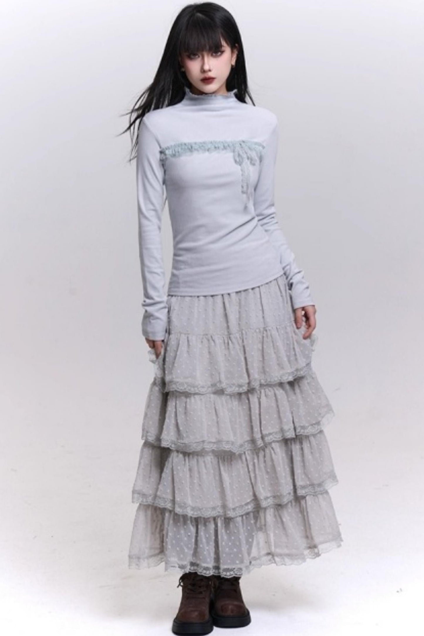 Ghost Gray Half-High Collar Top