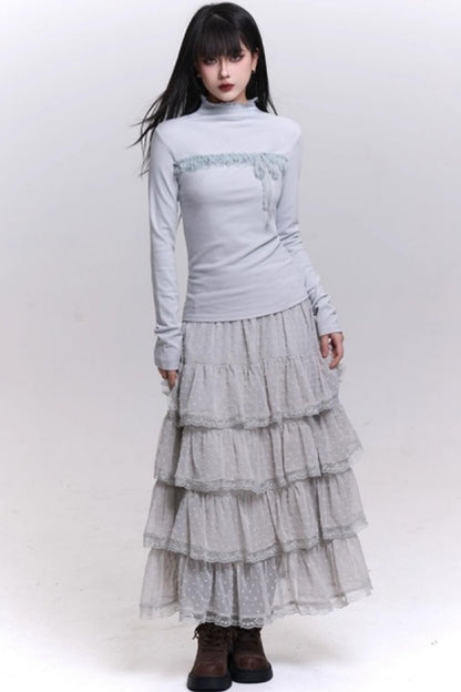 Ghost Gray Half-High Collar Top