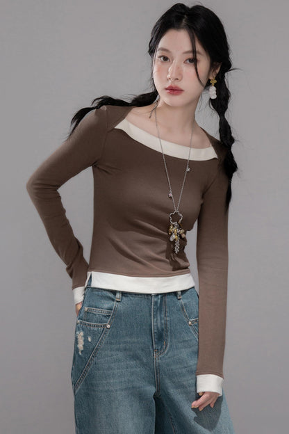 White Milk Coffee Knitted Top & Skirt Set