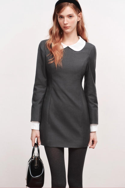 Wool Blend Double-Neck Dress