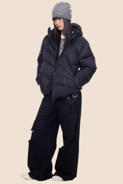 Deconstructed Hooded Down Jacket