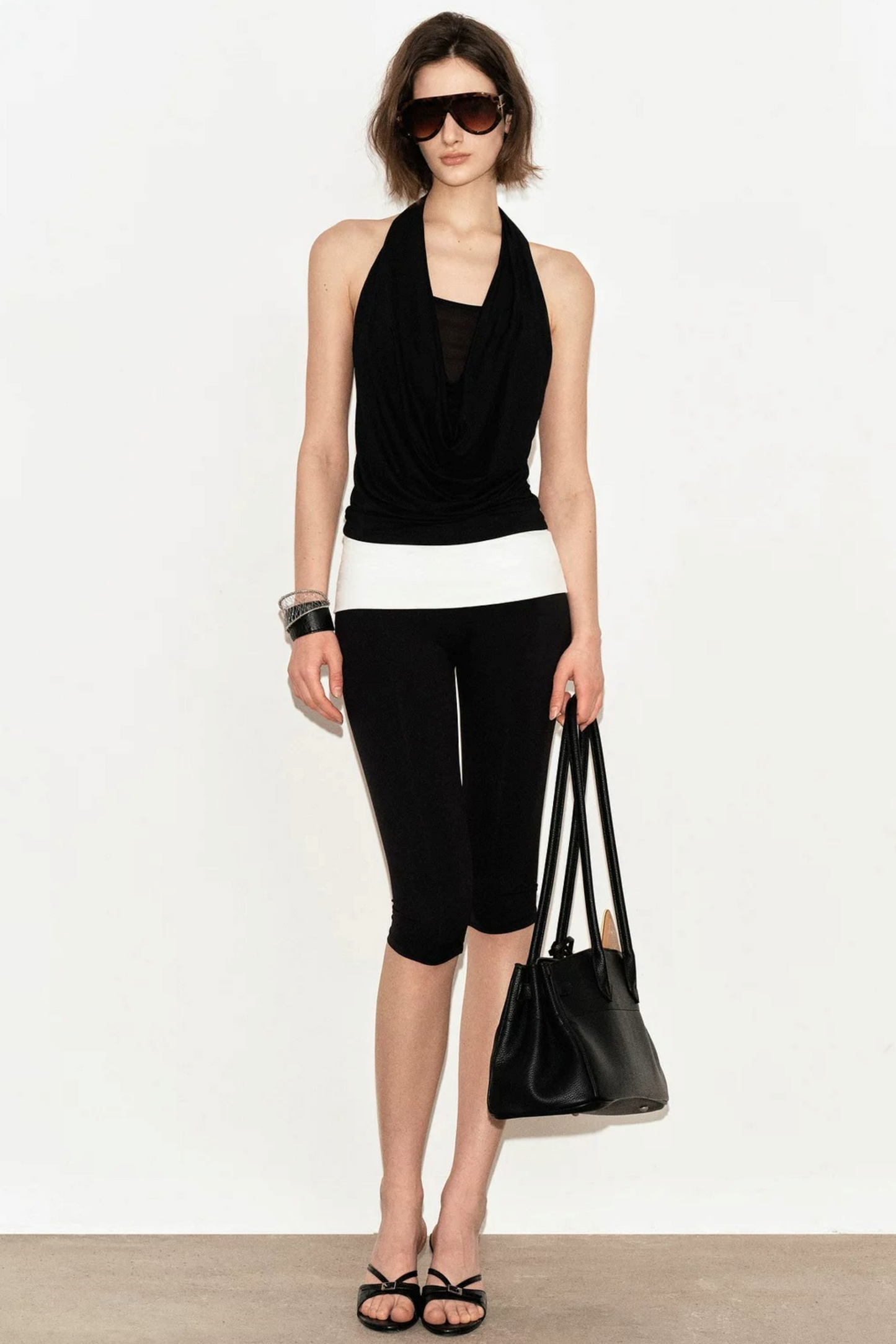 French Beaded Halter Backless Top