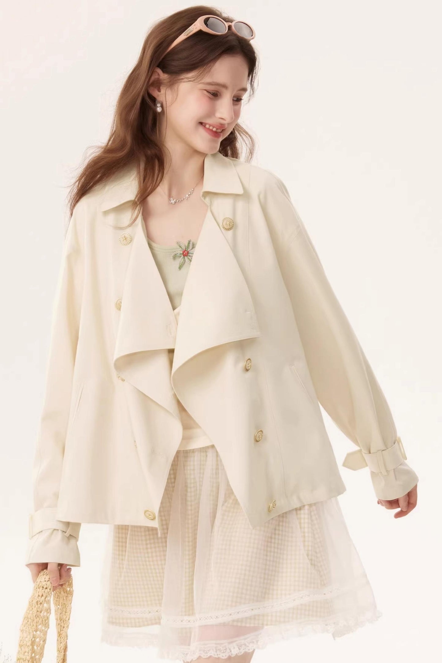 Short Double-Breasted Trench Coat