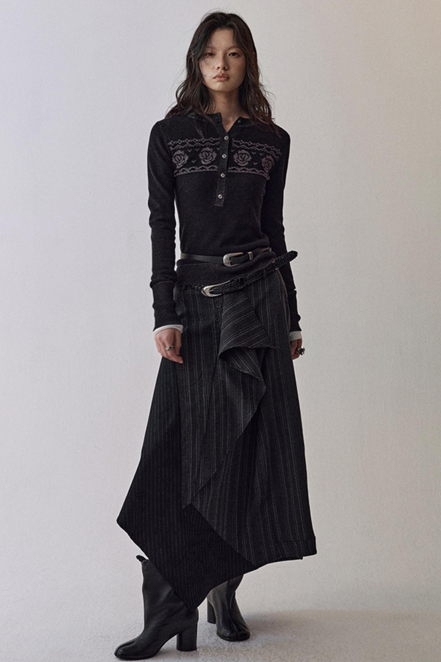 Striped Color-Blocking Shirt Set-Up