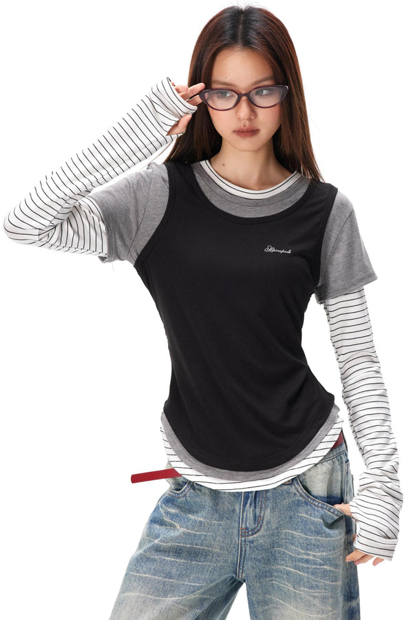 Striped Patchwork Color-Block Sweater