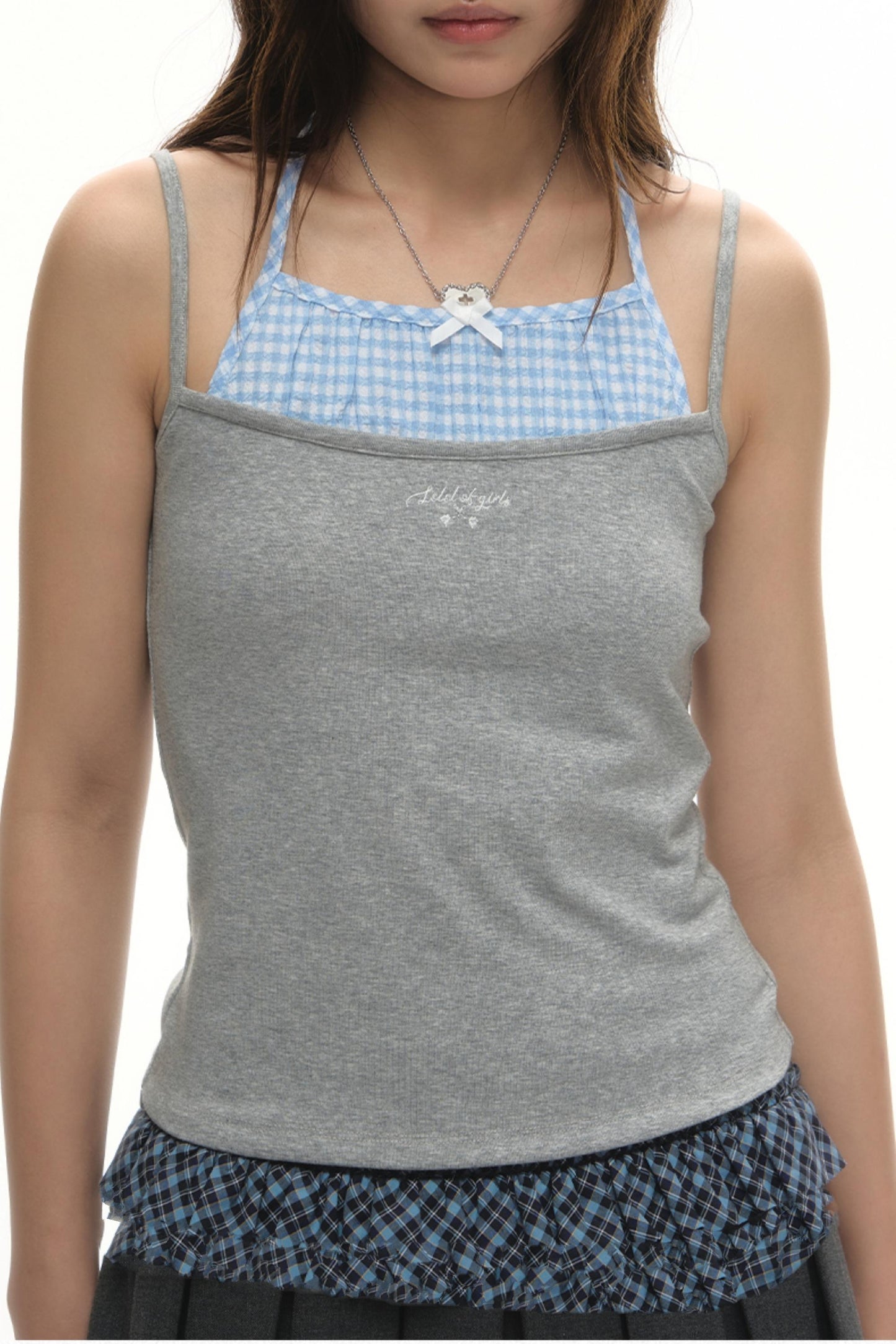 Faux Two-Strap Bow Tie Top