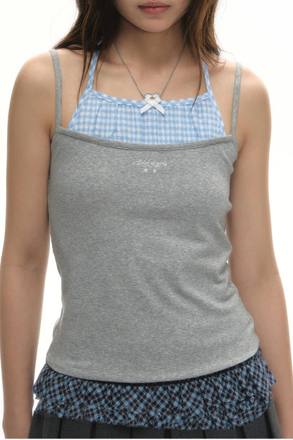 Faux Two-Strap Bow Tie Top