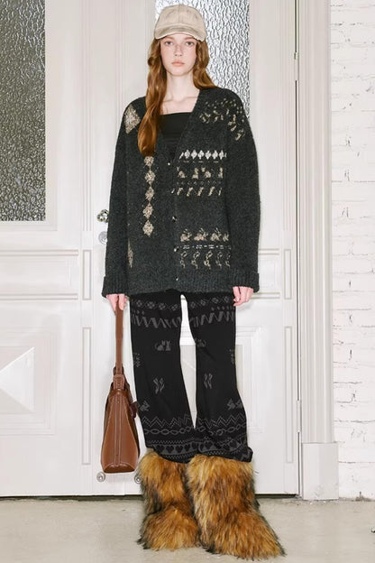 Retro Fair Isle Knitted Cardigan